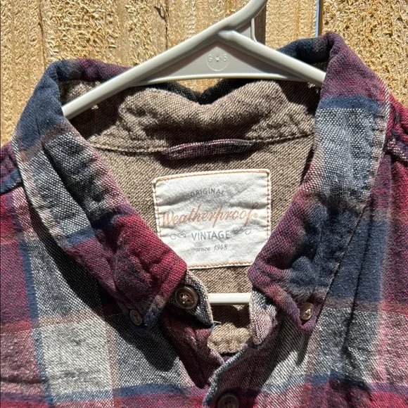 Weatherproof Burgundy Gray Casual Button Down Shirt - Picture 2 of 10